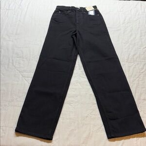 Mom Jeans Highest-Rise 90s Straight Leg Button Fly Jeans Midnight‎ Black 0 NWT